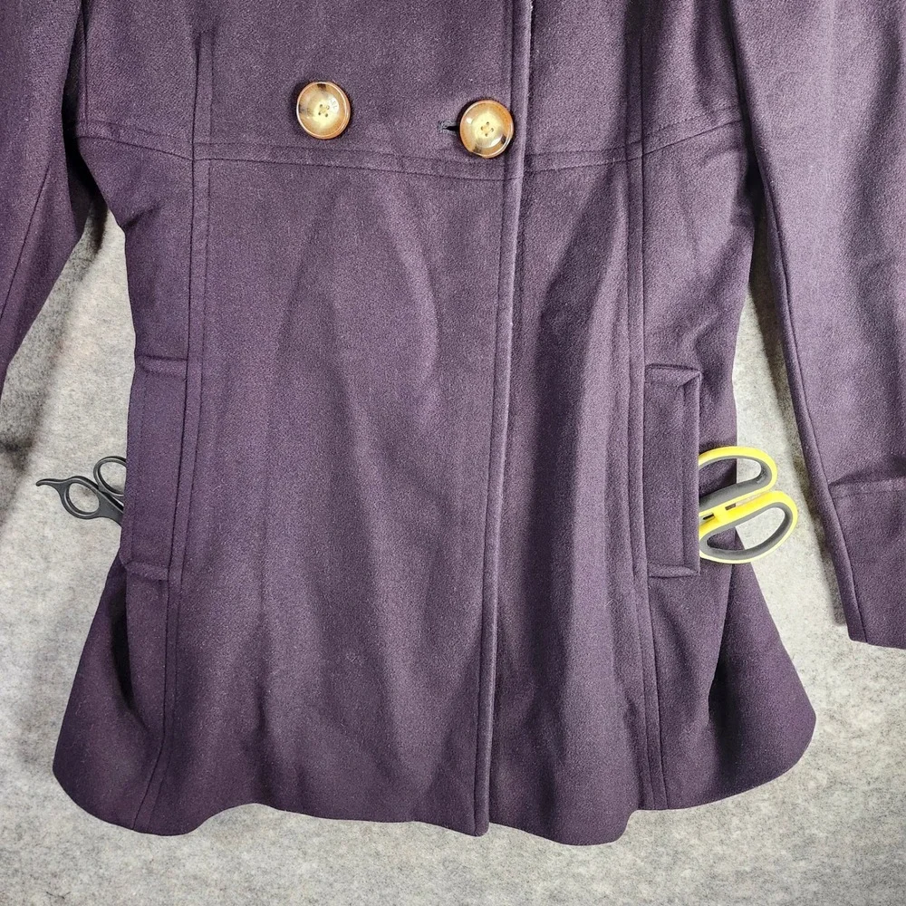 Michael Kors Purple Double Breasted‎ Hooded Wool Blend Coat Women 10 Designer